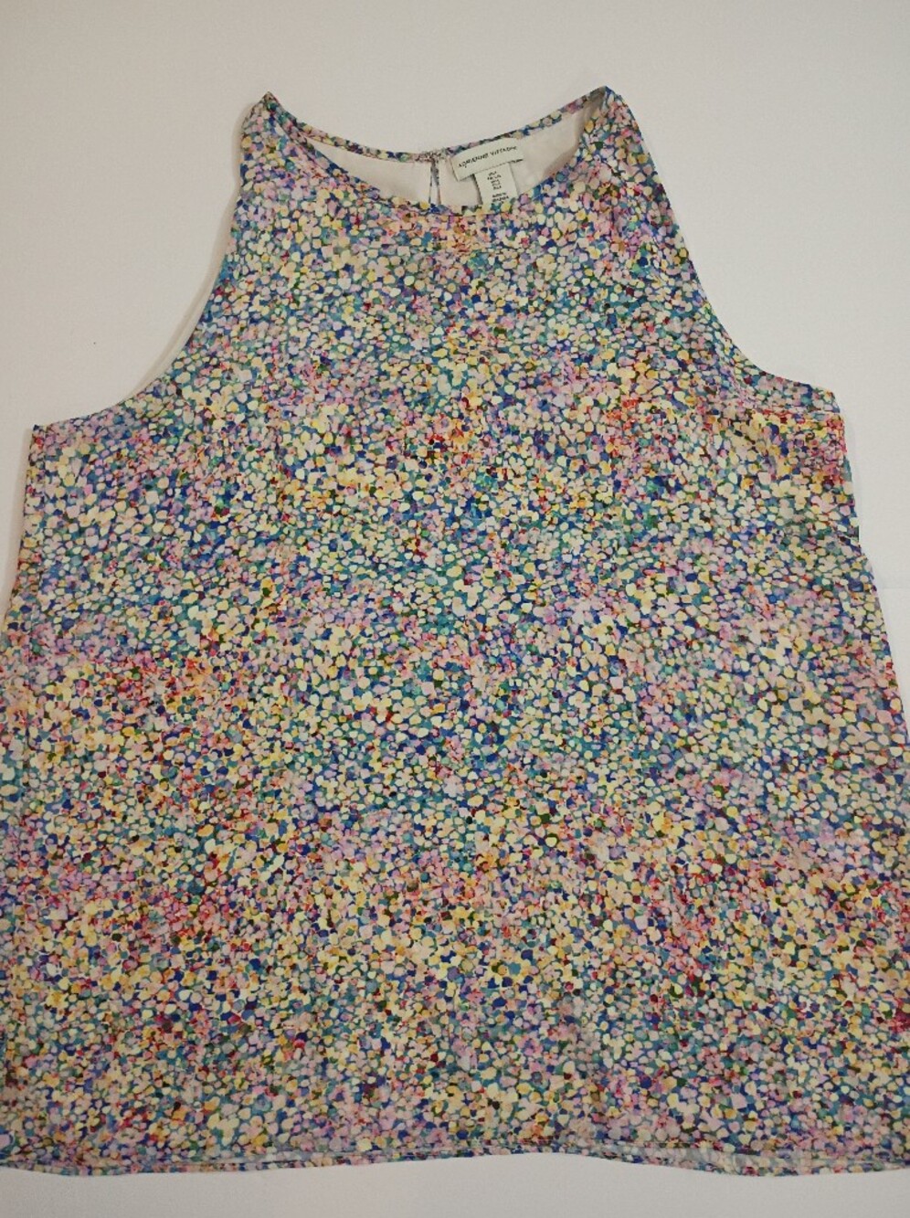 Adrienne Vittadini Multicolor Confetti Print Sleeveless Tunic